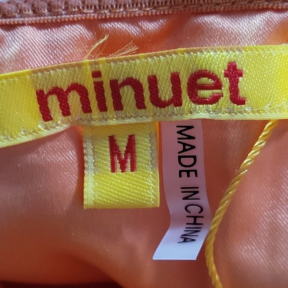 NWT Minuet Orange Yellow Polka Dot Sheer Strapless Lined Zip Dress Size Medium - Picture 8 of 8